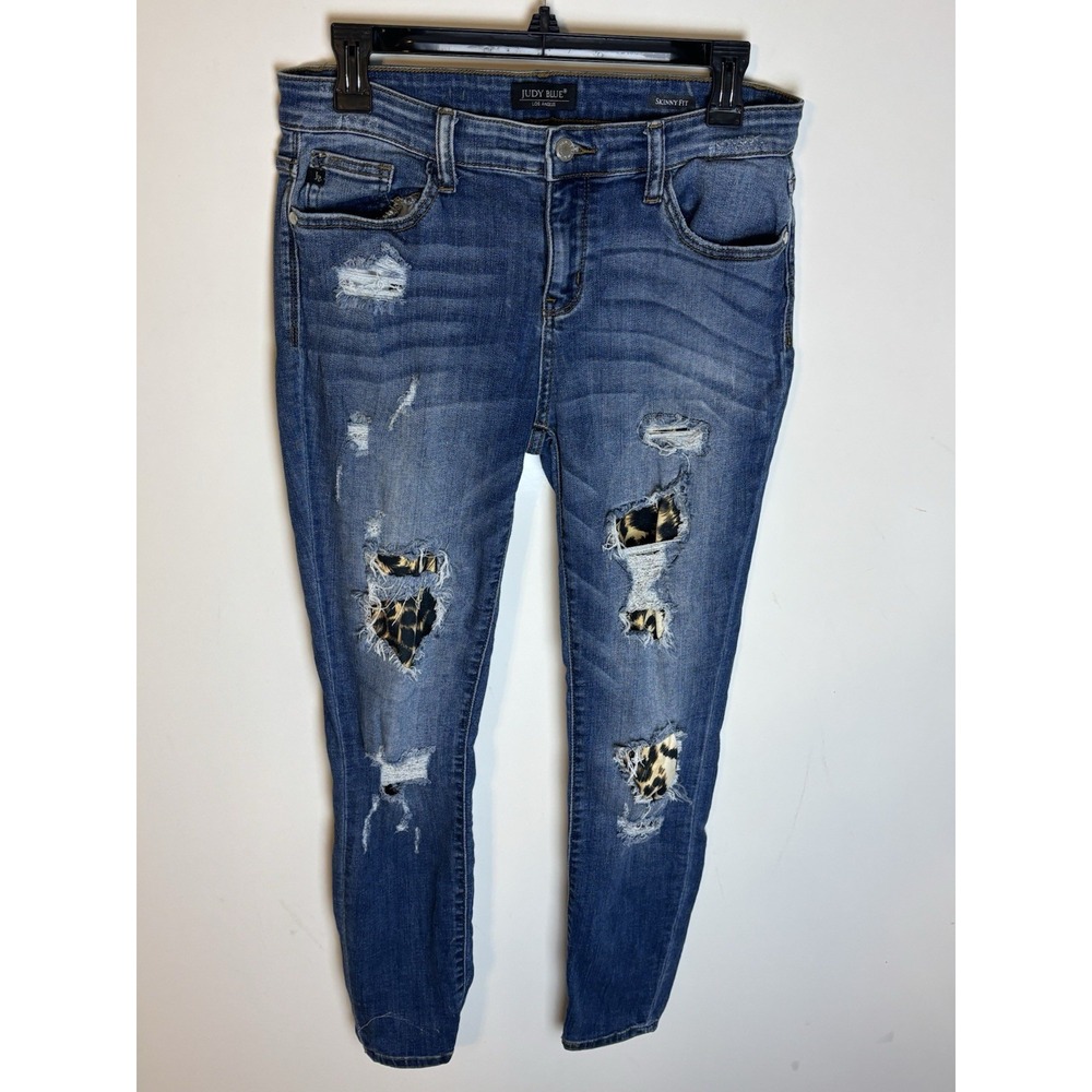 Judy Blue Jeans 11/30 Leopard Patches Skinny Fit JB8265MD Distressed